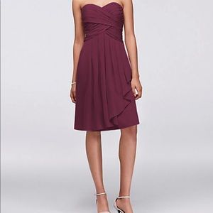 David’s Bridal Short Crinkle Dress Wine F14847